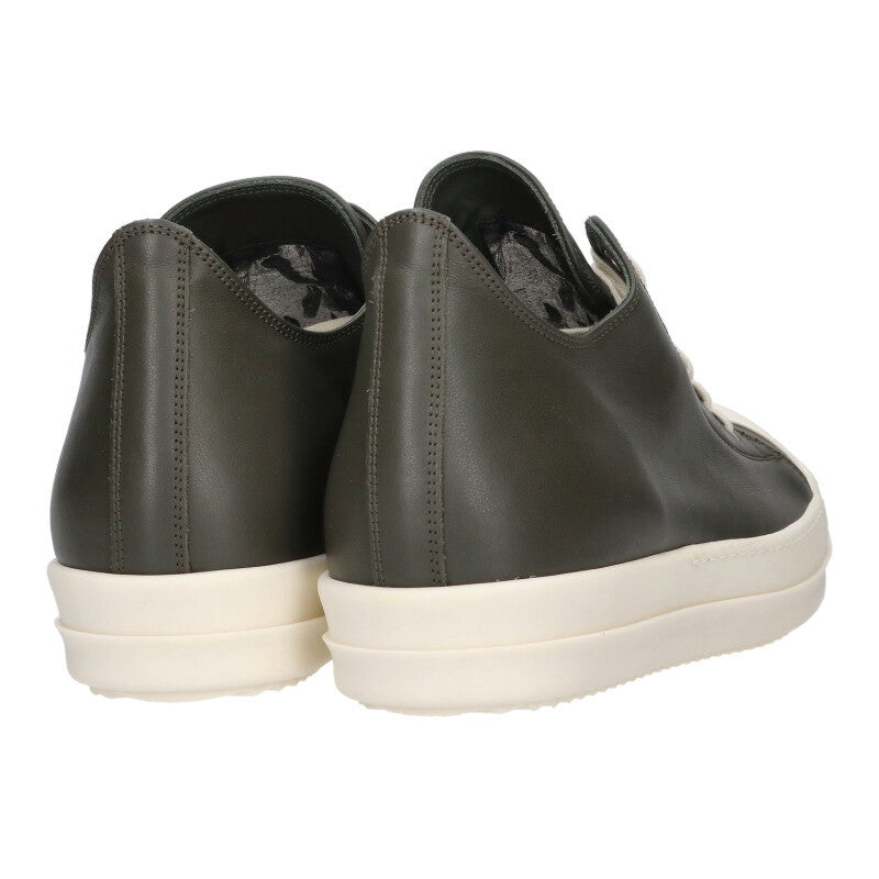 Rick Owens RAMONES LOW Leather Low-Top Dark Green Size 10.5