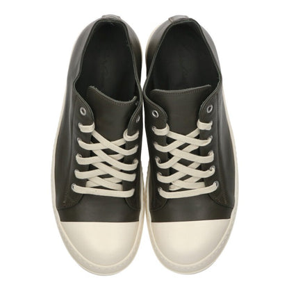 Rick Owens RAMONES LOW Leather Low-Top Dark Green Size 10.5