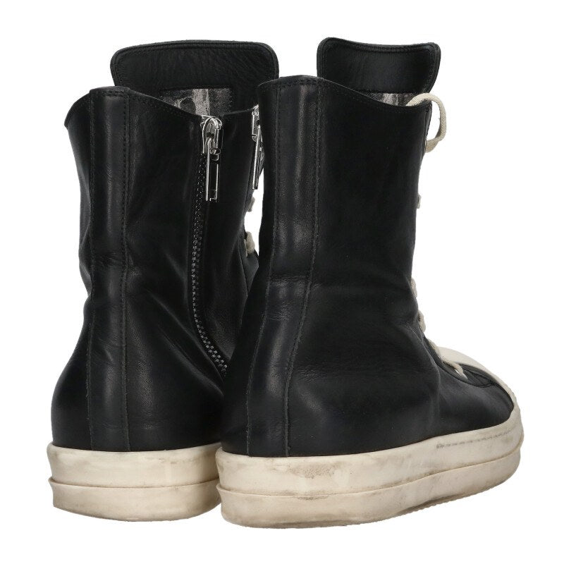 Rick Owens RAMONES Leather High-Top Blk/Wht Size 9.5