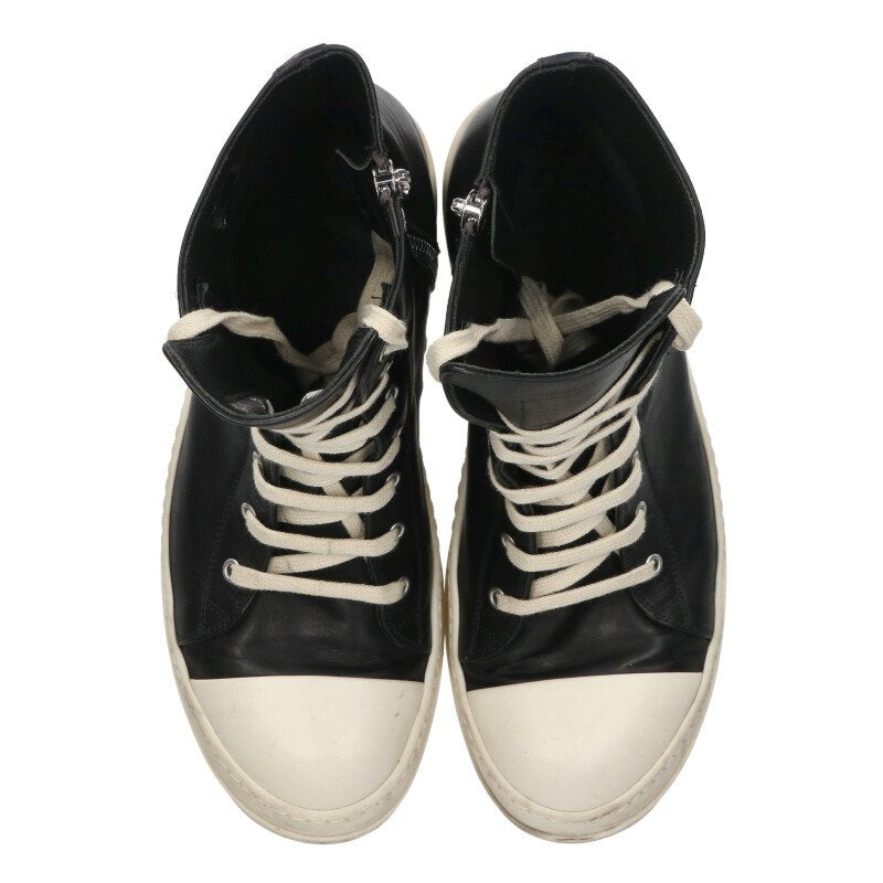 Rick Owens RAMONES Leather High-Top Blk/Wht Size 9.5
