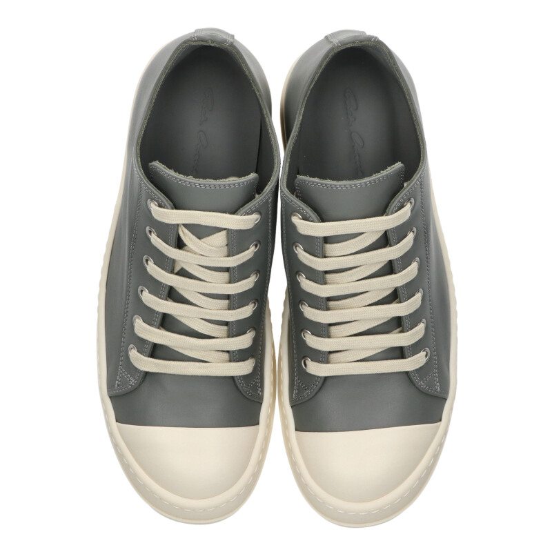 Rick Owens RAMONES LOW Leather Sneakers Gray Size 6.5