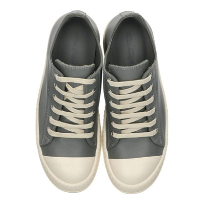 Rick Owens RAMONES LOW Leather Sneakers Gray Size 6.5