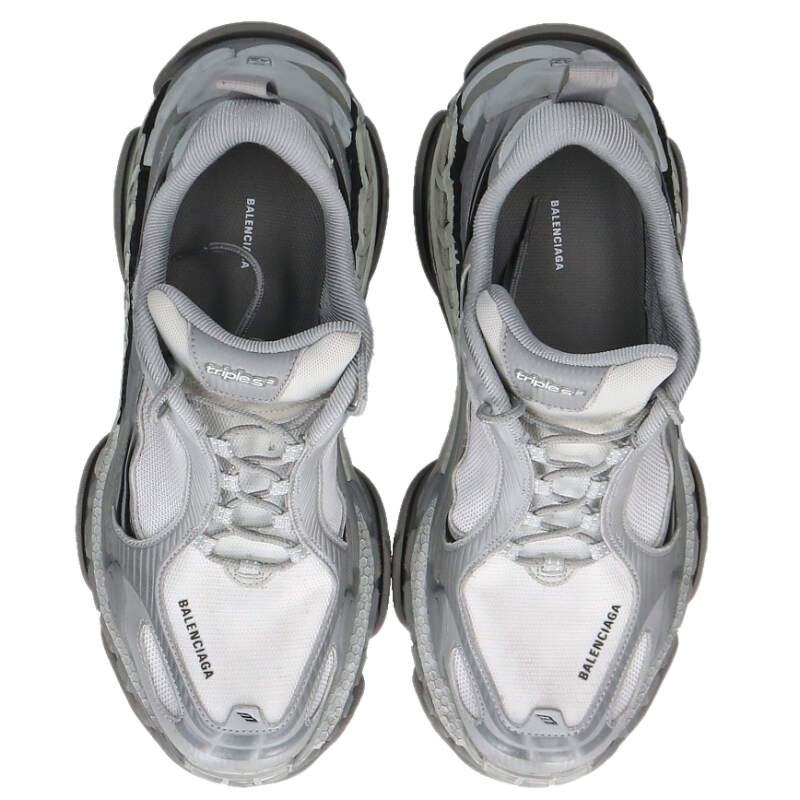 BALENCIAGA Triple S.2 Low Top Lace-Up Sneakers Gray Size 8.5