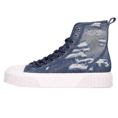 MARC JACOBS Distressed Denim High-Top Sneakers Size 7.5