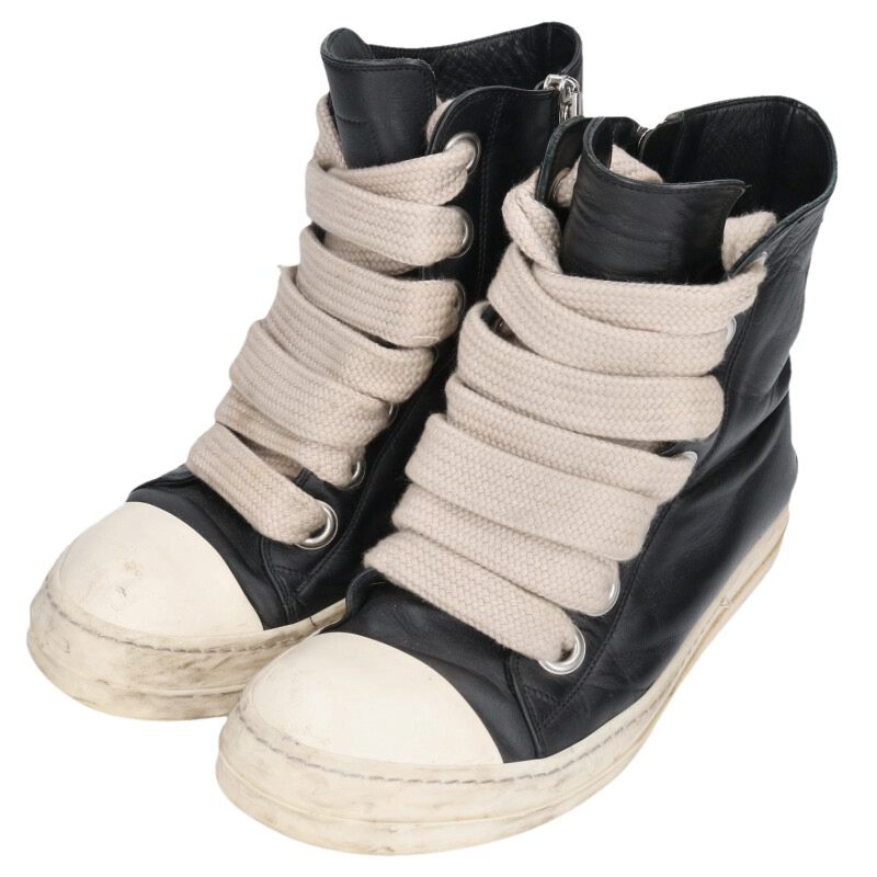 Rick Owens Jumbo Lace Leather High-Top Blk/Wht Size 7.5