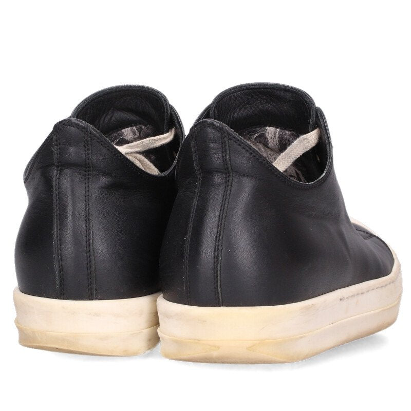 Rick Owens RAMONES LOW Leather Low Top Black/White Size 8.5