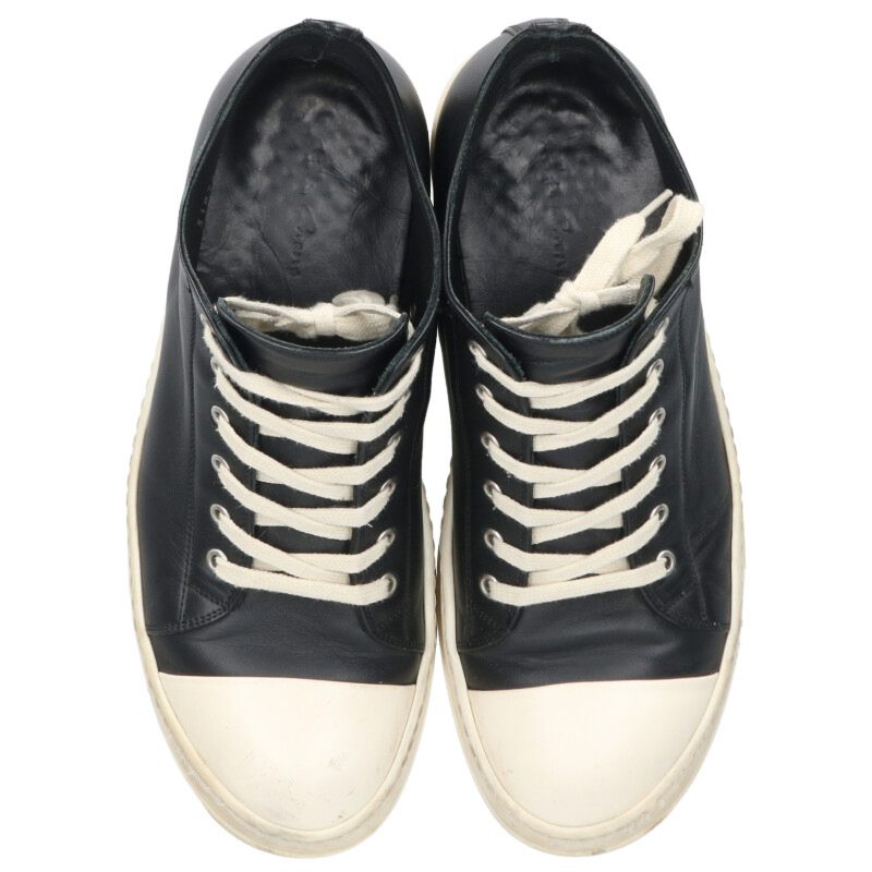 Rick Owens RAMONES LOW Leather Low Top Black/White Size 8.5