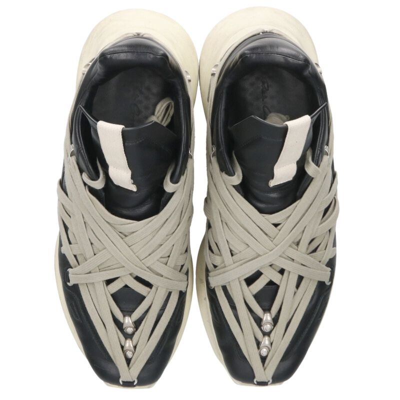 Rick Owens MEGALACED RUNNER Sneakers Black/White Size 10.5