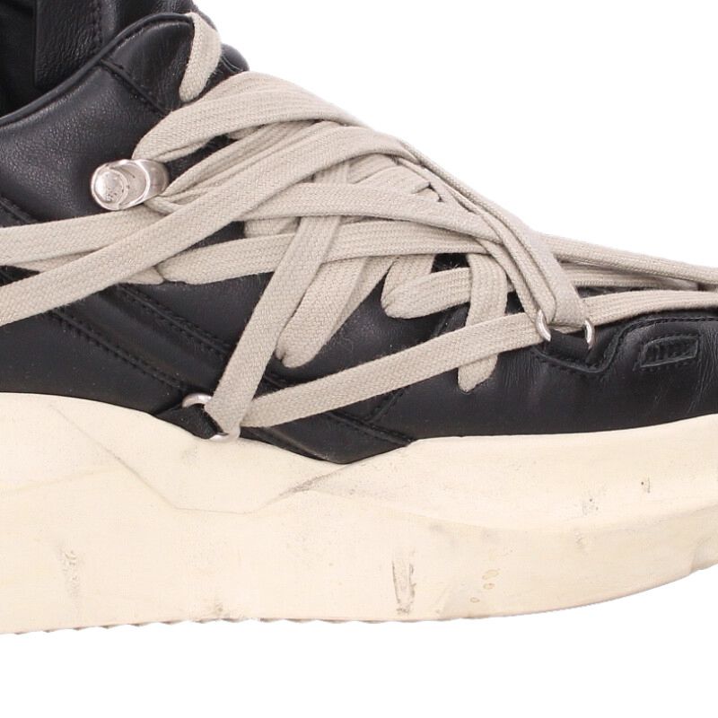 Rick Owens MEGALACED RUNNER Sneakers Black/White Size 10.5