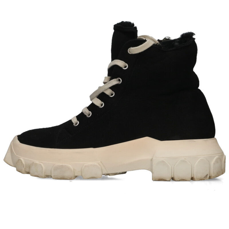 Rick Owens Shearling Side-Zip Sneaker Black/White Size 7.5