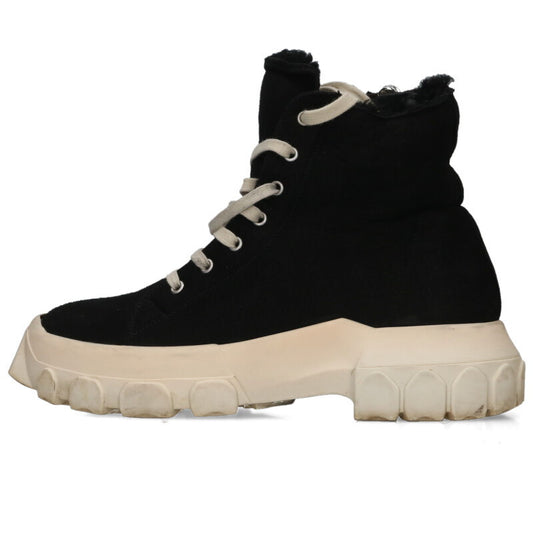 Rick Owens Shearling Side-Zip Sneaker Black/White Size 7.5