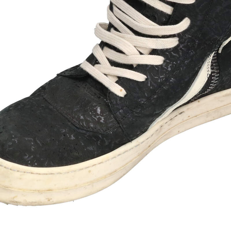 Rick Owens GEOBASKET Leather High-Top Sneakers Black Size 8