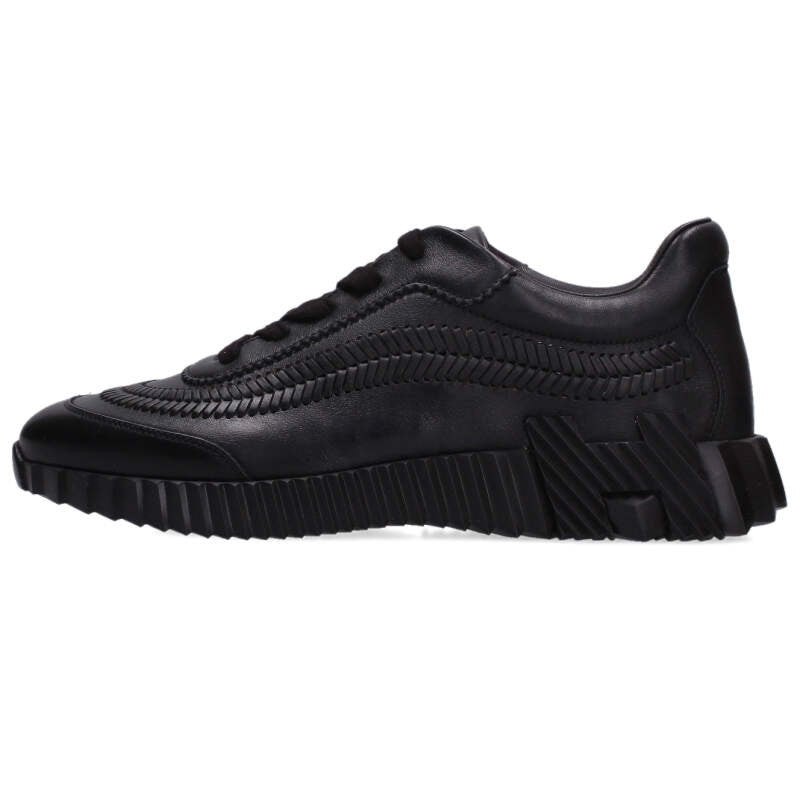 HERMES Bouncing Leather Low-Cut Black Size 7.5