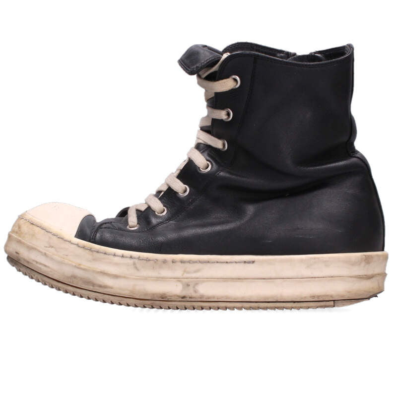 Rick Owens RAMONES Leather High-Cut Sneakers Size 7.5