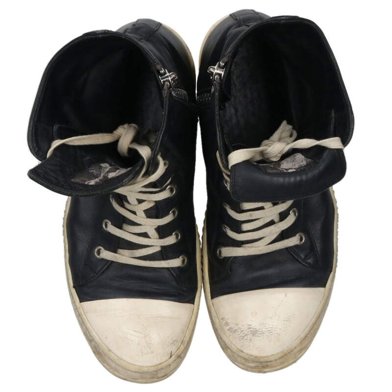 Rick Owens RAMONES Leather High-Cut Sneakers Size 7.5