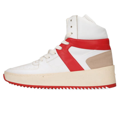 FEAR OF GOD High-Cut Leather Sneakers White/Red Size 6