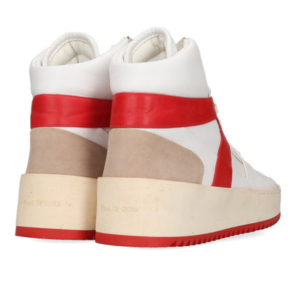 FEAR OF GOD High-Cut Leather Sneakers White/Red Size 6