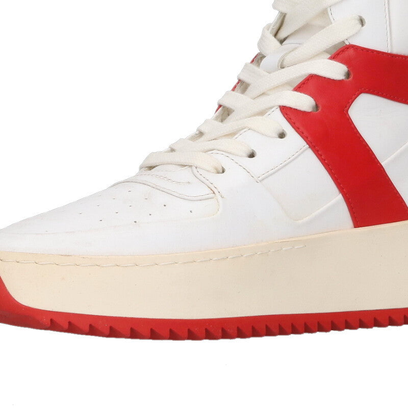FEAR OF GOD High-Cut Leather Sneakers White/Red Size 6