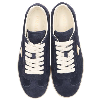 PRADA Triangle Logo Suede Sneakers Navy/White Size 7