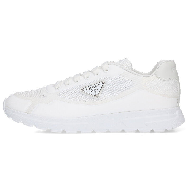 PRADA 2EE437 Triangle Plaque Low Top Sneakers White Size 7.5