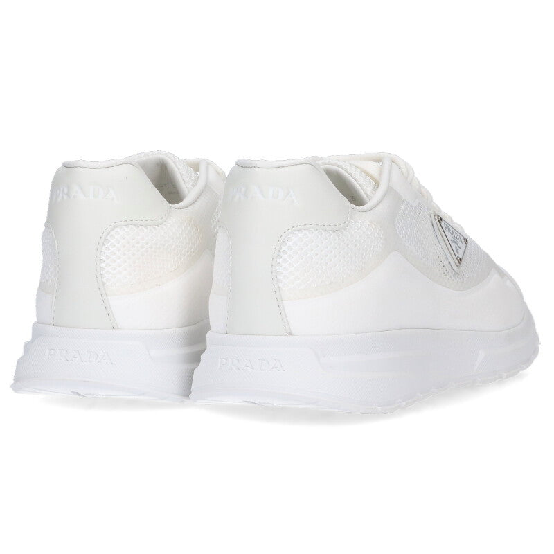 PRADA 2EE437 Triangle Plaque Low Top Sneakers White Size 7.5