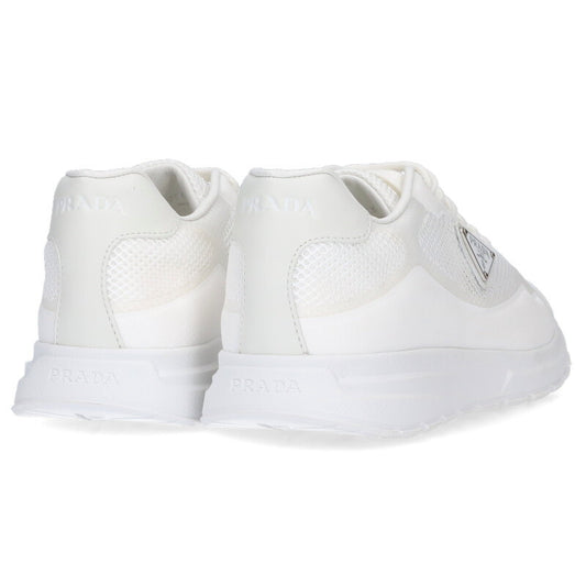 PRADA 2EE437 Triangle Plaque Low Top Sneakers White Size 7.5