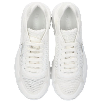 PRADA 2EE437 Triangle Plaque Low Top Sneakers White Size 7.5