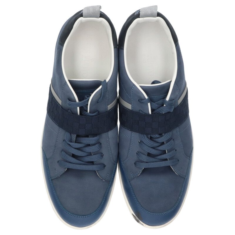 LOUISVUITTON Damier Strap Low-Cut Sneakers Navy White Size 7