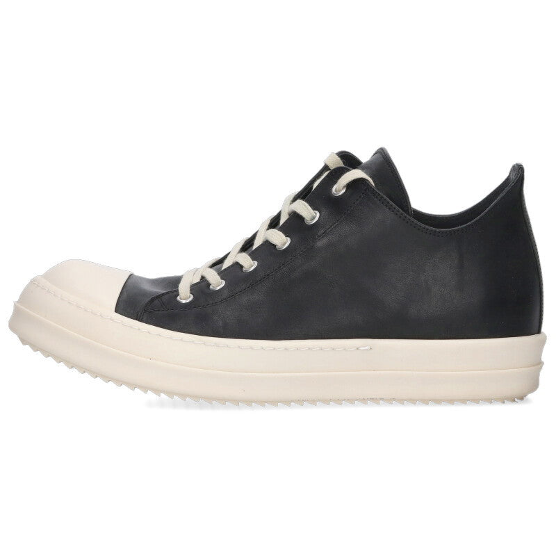 Rick Owens Ramones Low Leather Sneaker Black/White Size 10.5