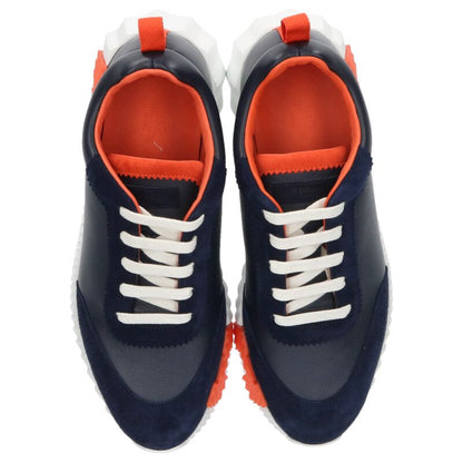 HERMES Bouncing Leather Low Sneakers Navy/Orange Size 9