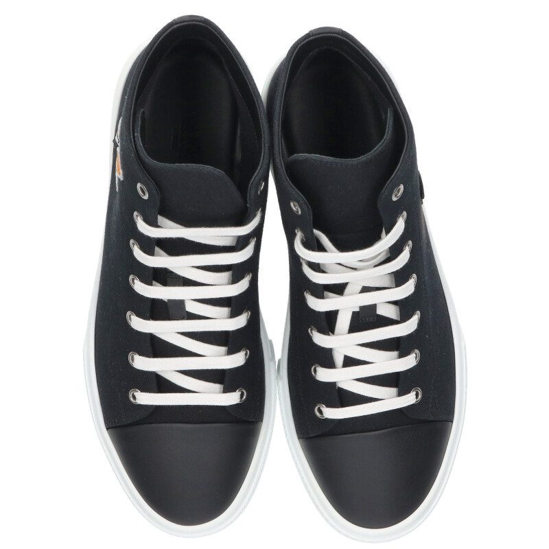 HERMES Ilico Logo Embroidered Canvas High Top Blk/Wht Size 9
