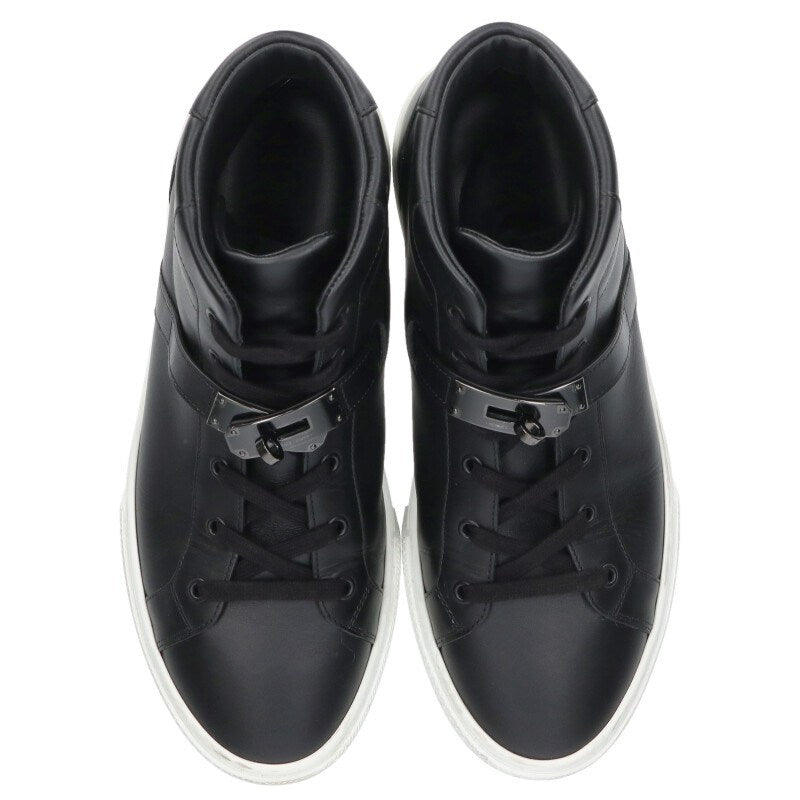 HERMES Daydream Kelly Buckle Leather High Top Blk/Wht Size 9