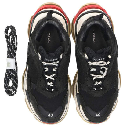 BALENCIAGA Triple S Sneakers Black Red Size EU 40