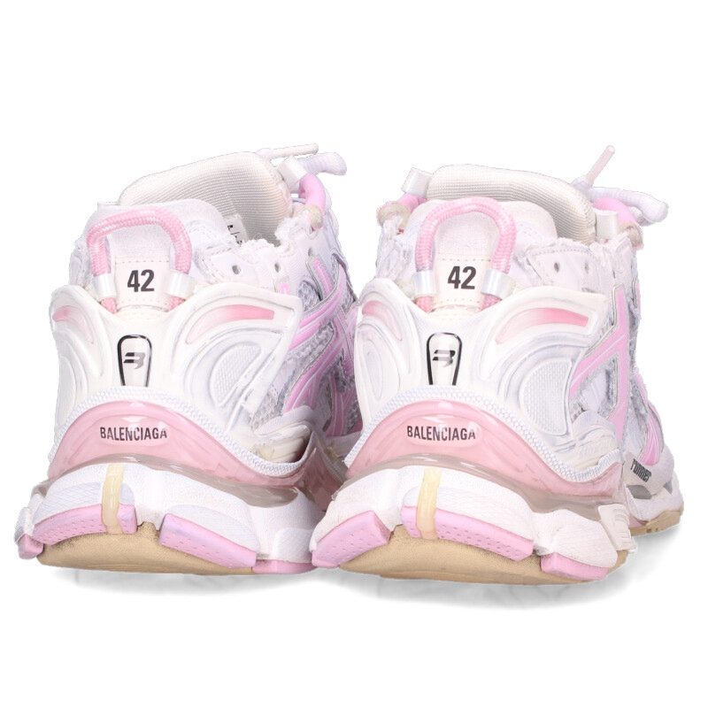BALENCIAGA Runner Sneakers White Pink Size EU 42