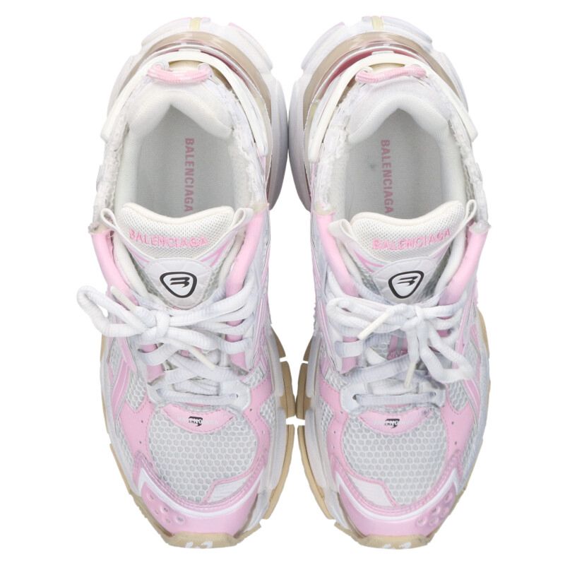 BALENCIAGA Runner Sneakers White Pink Size EU 42
