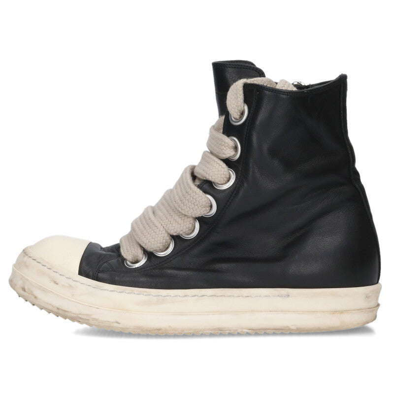 Rick Owens JUMBO LACE SNEAKS Leather Hi-Top Black Size 8.5