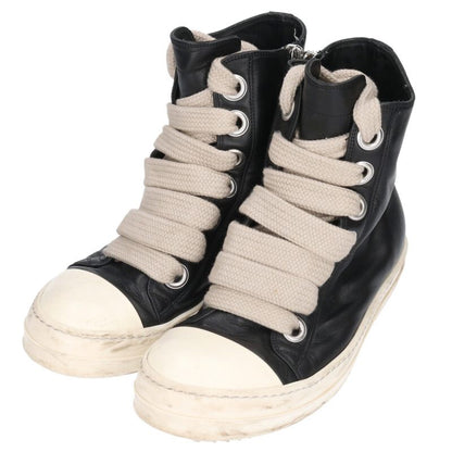 Rick Owens JUMBO LACE SNEAKS Leather Hi-Top Black Size 8.5