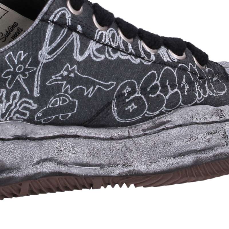 MIHARAYASUHIRO Blakey Print Low Top Sneakers Black Size EU 42