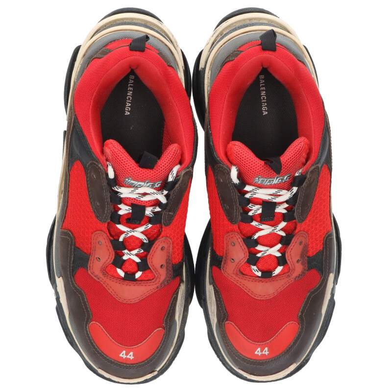 BALENCIAGA Triple S Sneakers Red Black Size EU 44