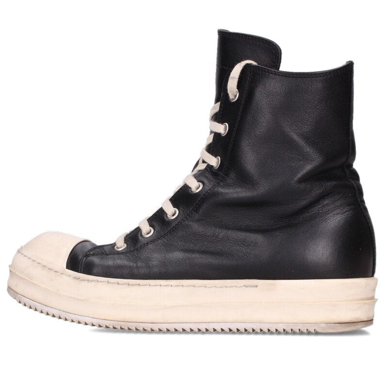 Rick Owens RAMONES Leather High-Top Sneakers Black Size 6.5