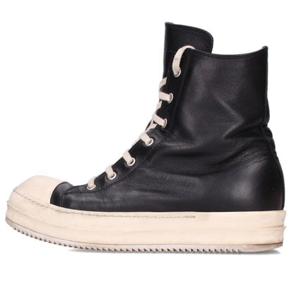 Rick Owens RAMONES Leather High-Top Sneakers Black Size 6.5