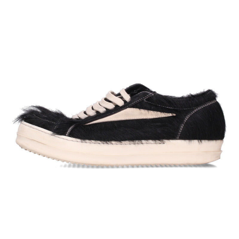 Rick Owens VINTAGE SNEAKS Fur Sneakers Black White Size 6.5