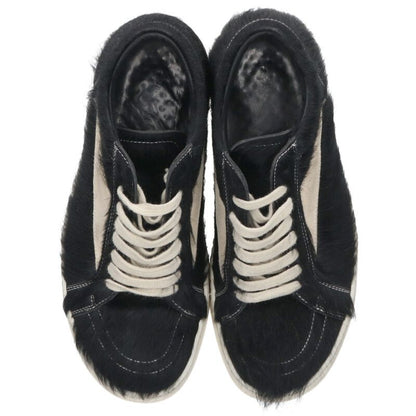 Rick Owens VINTAGE SNEAKS Fur Sneakers Black White Size 6.5