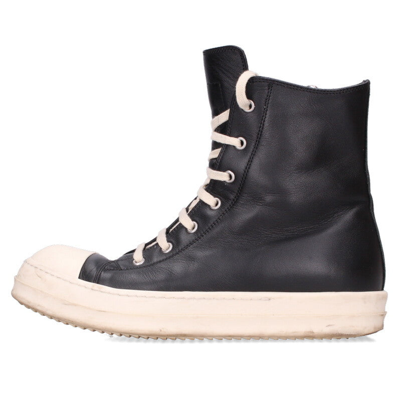 Rick Owens RAMONES Leather High Top Black/White Size 7.5