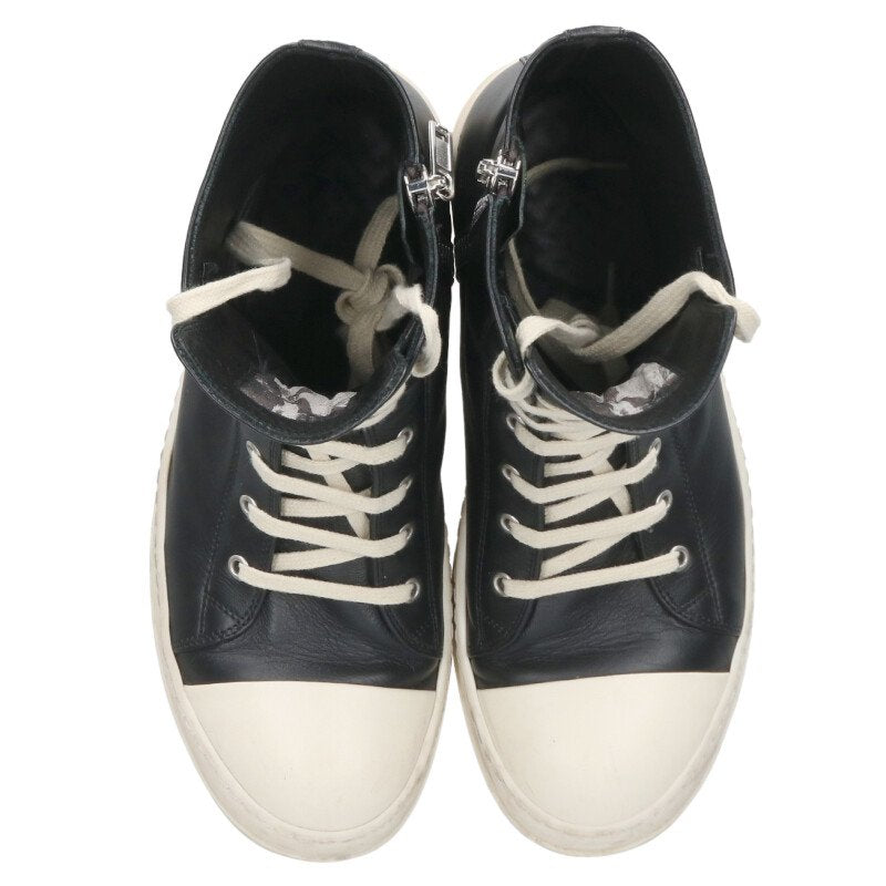 Rick Owens RAMONES Leather High Top Black/White Size 7.5