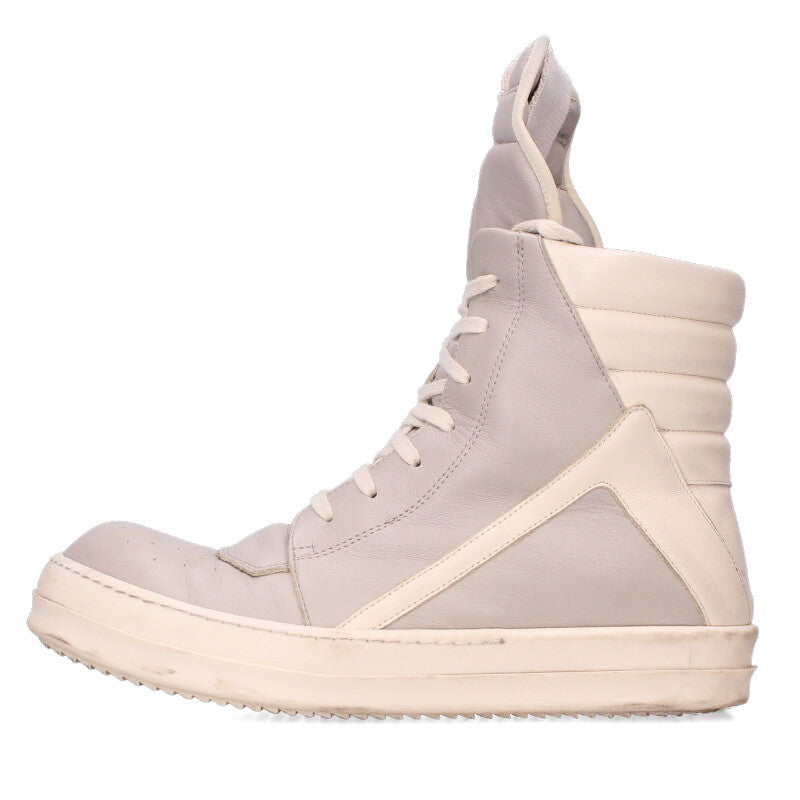 Rick Owens GEOBASKET Leather High Top Grey/White Size 6.5