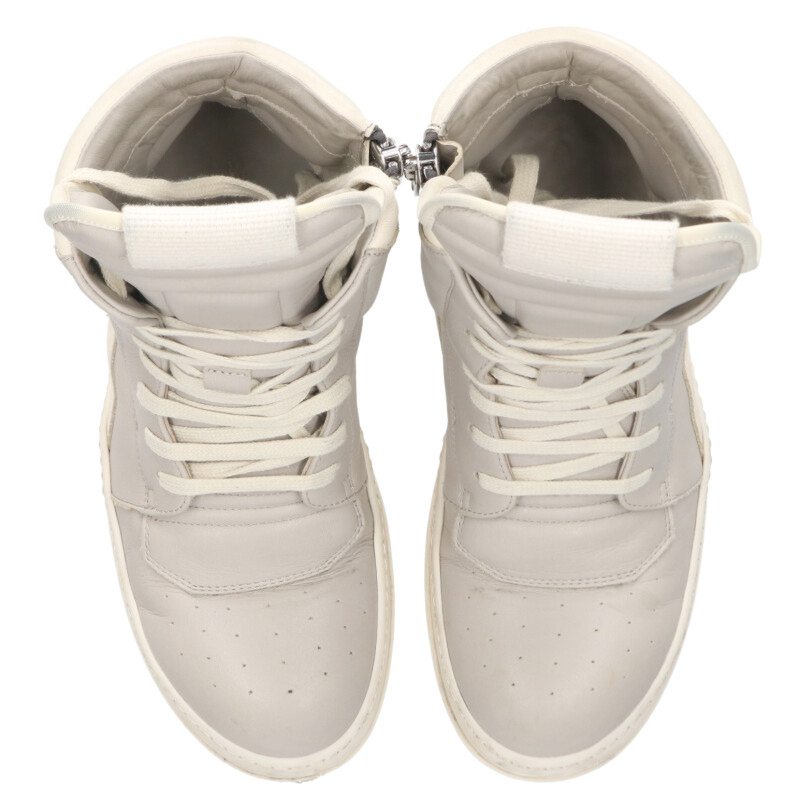 Rick Owens GEOBASKET Leather High Top Grey/White Size 6.5