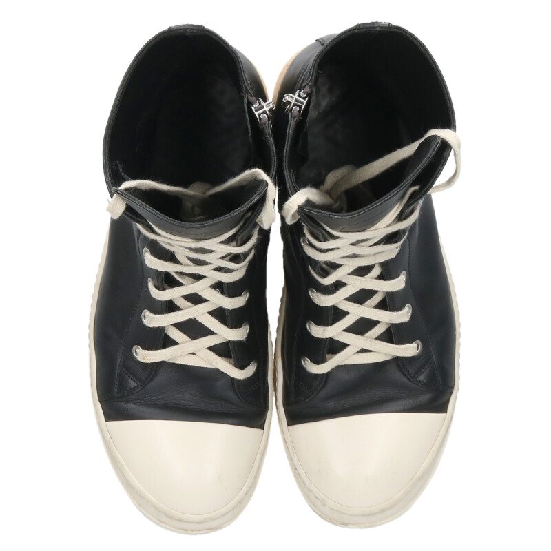 Rick Owens RAMONES Leather High Top Black/White Size 10