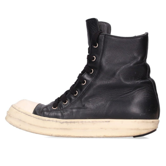 Rick Owens Ramones Leather Hi-Top Sneakers Black Size 7.5