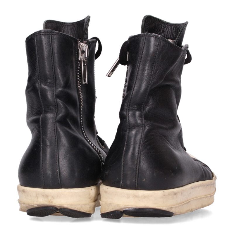 Rick Owens Ramones Leather Hi-Top Sneakers Black Size 7.5